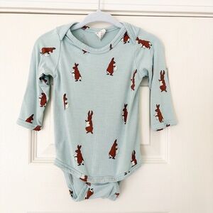 Kate Quinn 3-6m Bamboo Bunny Print Long Sleeve Bodysuit One Piece onesie